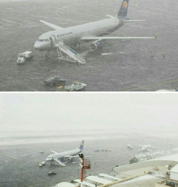 باند فرودگاه بین المللی تبریز یخ زد! +عکس