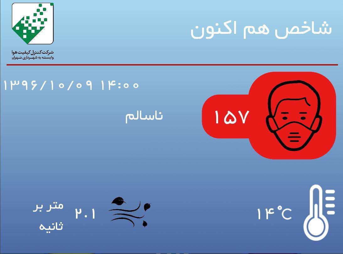 هوای تهران در وضعیت ناسالم