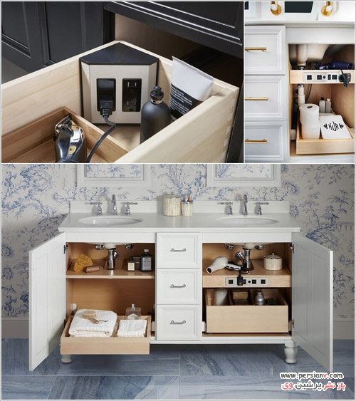 حمام و سرویس بهداشتی کوچک و کاربرد کابینت و شلف های پنهان حمام و سرویس بهداشتی کوچک و کاربرد کابینت و شلف های پنهان