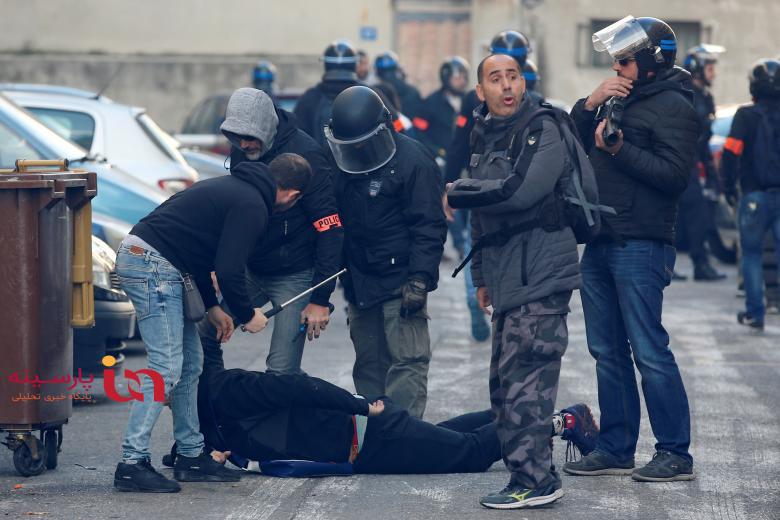 پلیس لباس شخصی در میان اغتشاشگران فرانسوی