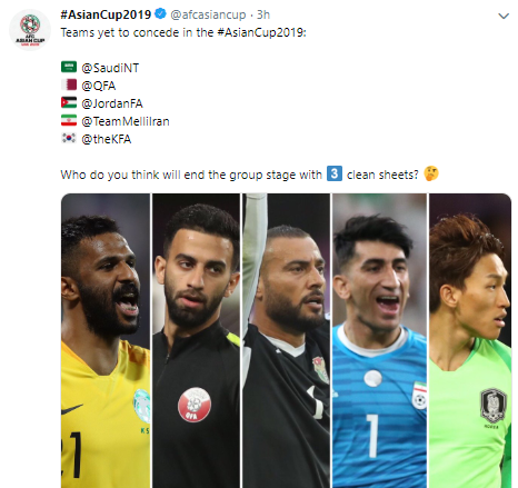 بیرانوند در جمع ۵ دروازه‌بان برتر جام ملت‌های آسیا
