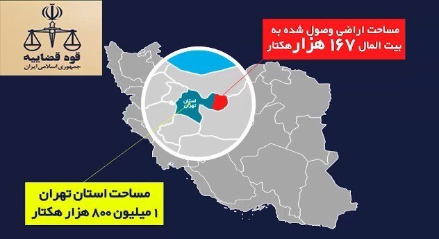 چند درصد مساحت تهران از زمین‌خواران پس گرفته شد؟ +نقشه