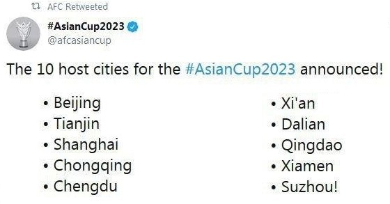 اسامی شهر‌های میزبان بازی‌های جام ملت‌های آسیا ۲۰۲۳