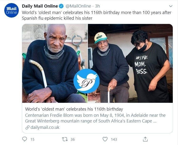 تولد ۱۱۶سالگی پیرترین مرد جهان در افریقای جنوبی +عکس