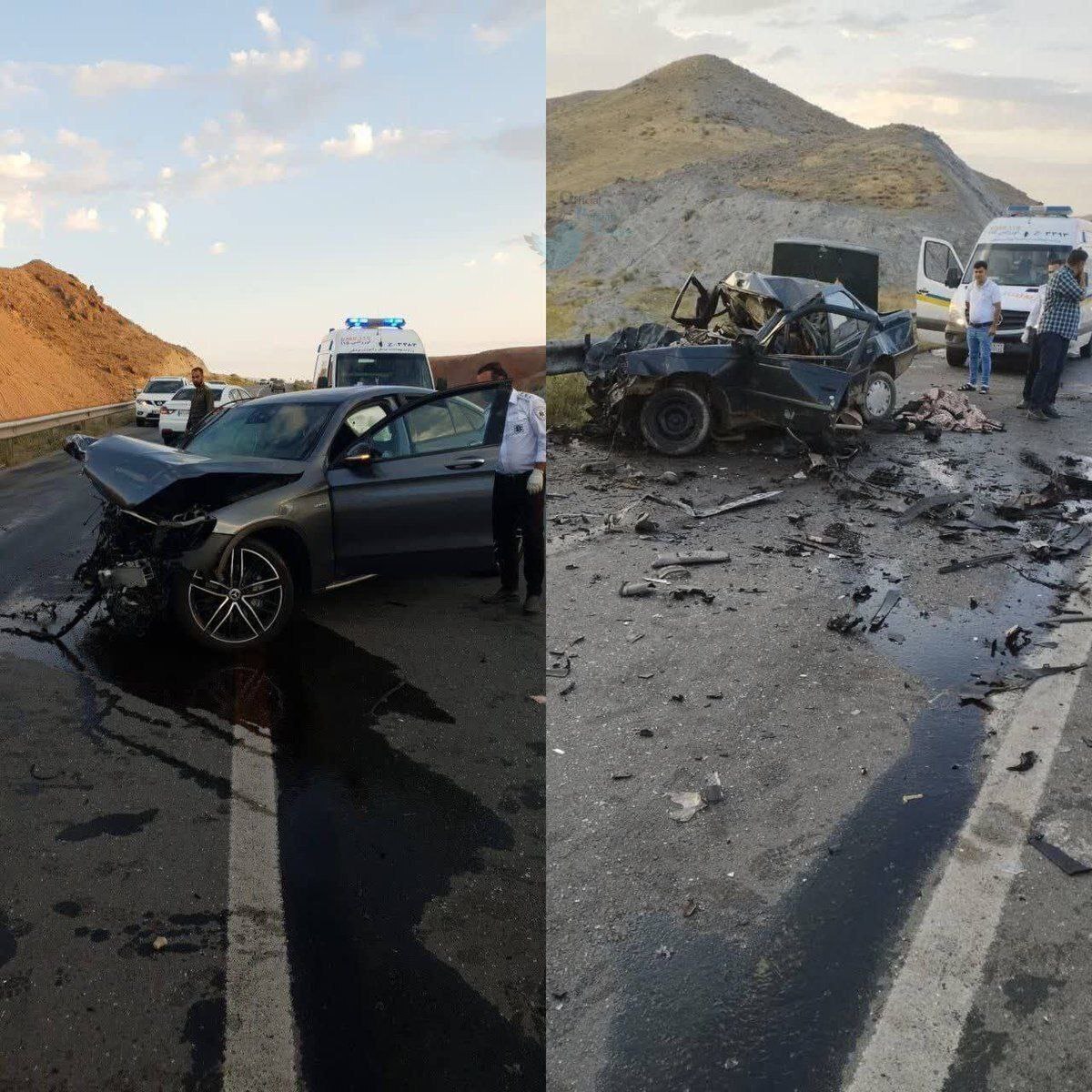 مرگ وحشتناک اعضای خانواده در خودروی ملی در تصادف با مرسدس بنز+عکس