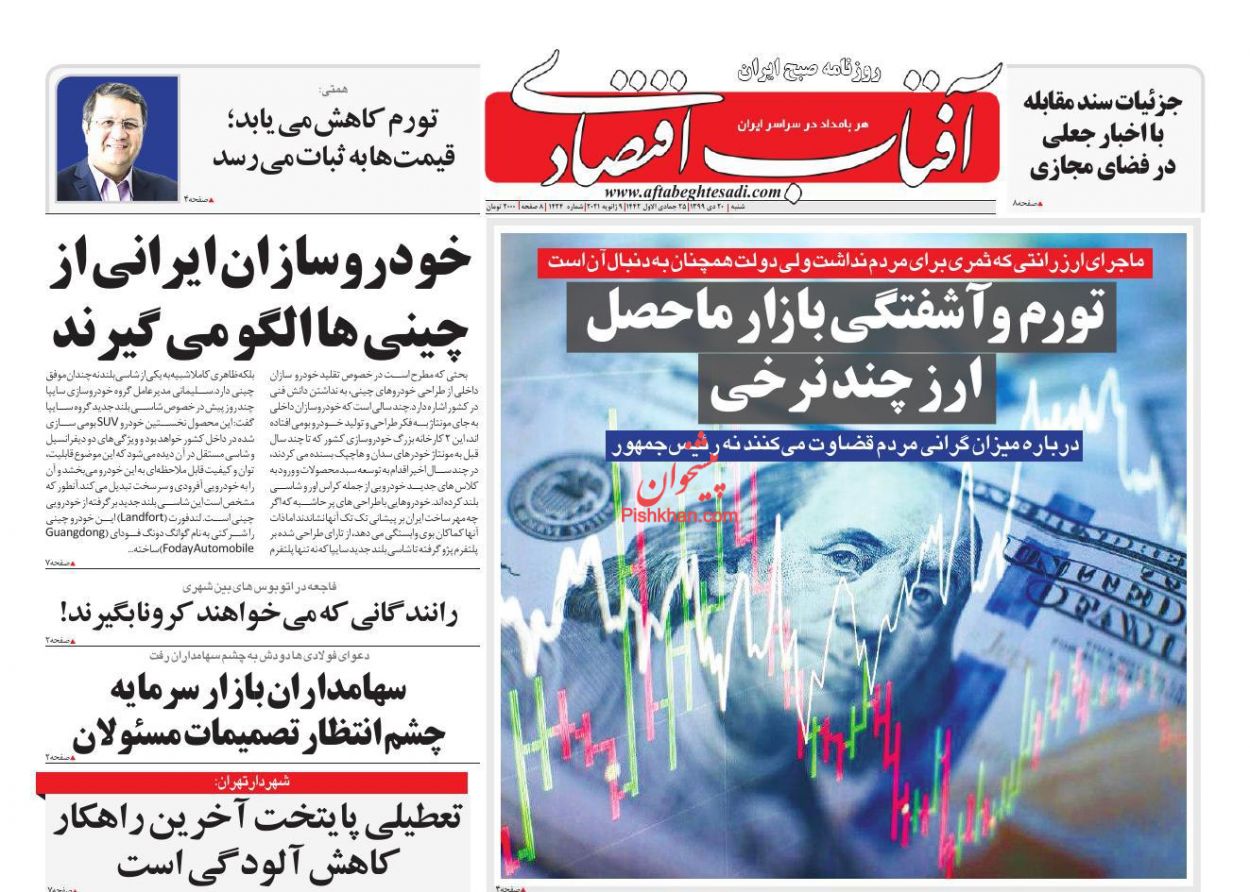 صفحه نخست روزنامه‌های شنبه ۲۰ دی ماه + عکس