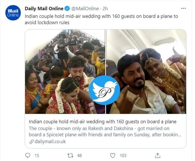 عروسی هوایی در هند با ۱۶۰ مهمان+عکس