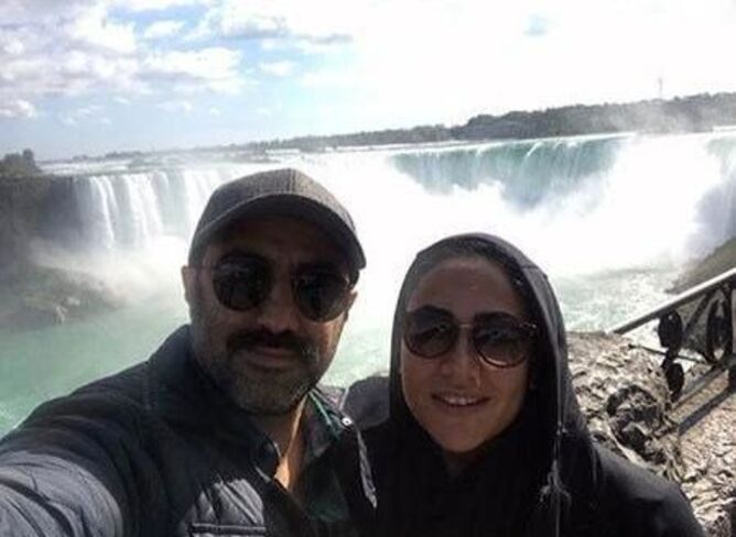 محسن تنابنده و همسرش کنار آبشار نیاگارا +عکس