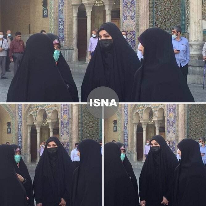 دختر سردار سلیمانی برای رأی دادن به حرم حضرت عبدالعظیم حسنی رفت+عکس