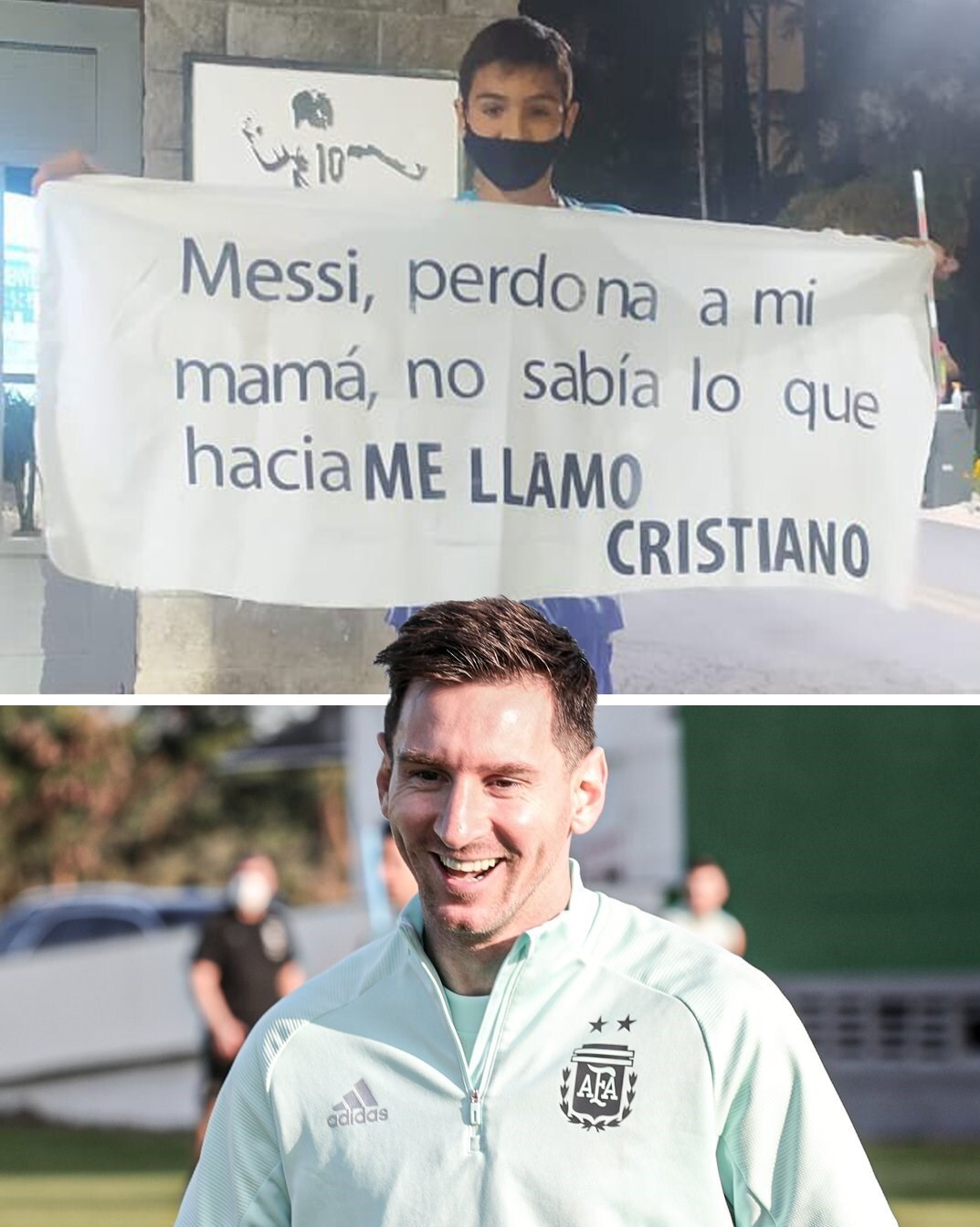 عذرخواهی هوادار خردسال آرژانتینی از مسی به خاطر شباهت نامش به رونالدو + عکس