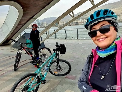 دوچرخه سواری خانم بازیگر محبوب ایرانی + عکس